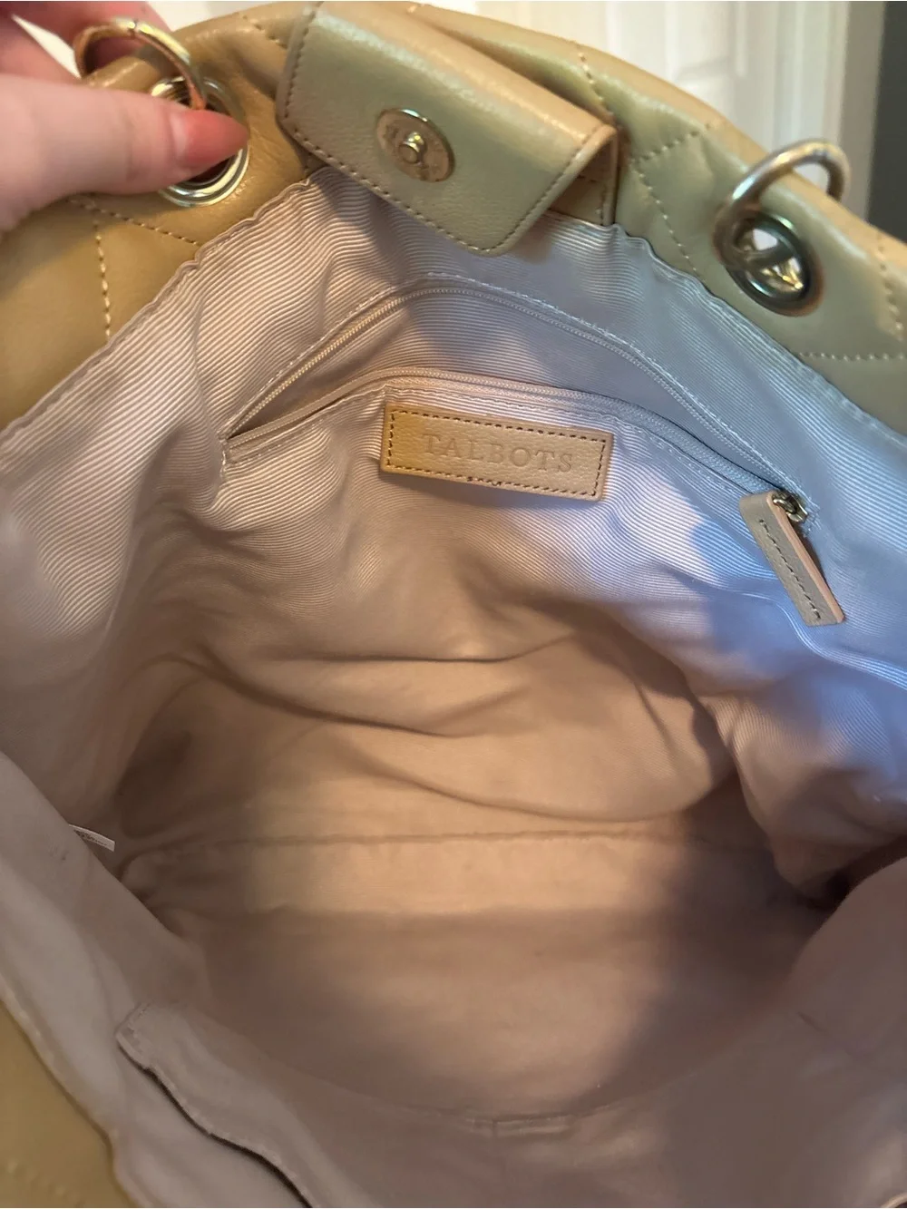 Talbots Quilted Tan purse with Chain Straps